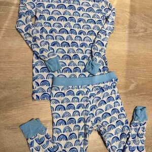 {Little Sleepies} Blue and White Rainbow Pajama Set